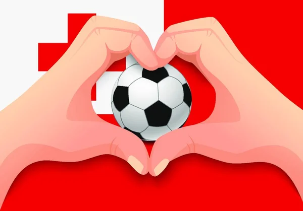 Tonga Voetbal Hand Hart Vorm — Stockvector