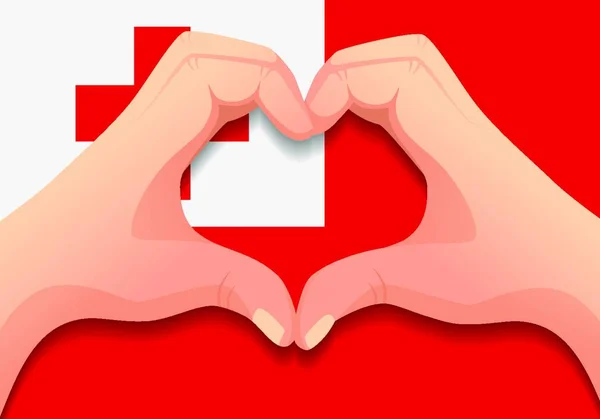 Bandera Tonga Forma Corazón Mano — Archivo Imágenes Vectoriales