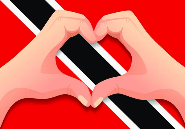 Trinidad Tobago Flag Hand Heart Shape — Stock Vector