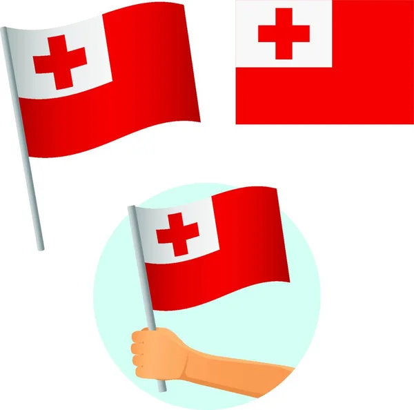 Tonga Banderas Conjunto Vector Ilustración — Vector de stock