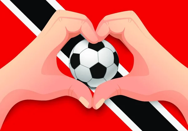 Trinidad Tobago Pelota Fútbol Mano Forma Corazón — Archivo Imágenes Vectoriales