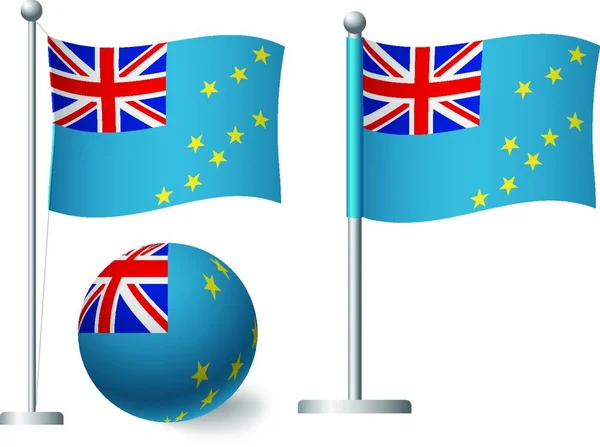 Flaga Tuvalu Biegunie Ikonie Kuli Wektor Ilustracja Prosta Konstrukcja — Wektor stockowy