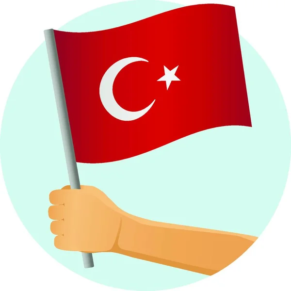 手のベクトル図でトルコの旗 — ストックベクタ