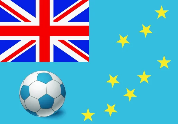 图瓦卢国旗和足球图标 矢量图解简单设计 — 图库矢量图片