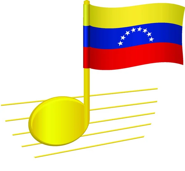 Venezuela国旗和音乐笔记图标 矢量图解简单设计 — 图库矢量图片
