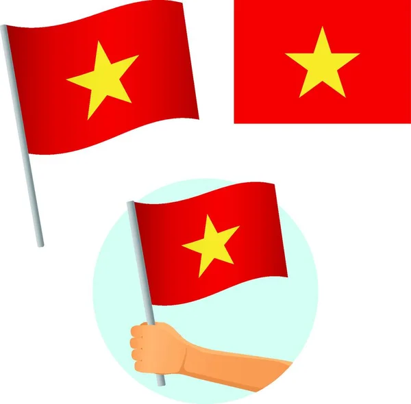Flagi Wietnamu Ustawić Wektor Ilustracji — Wektor stockowy