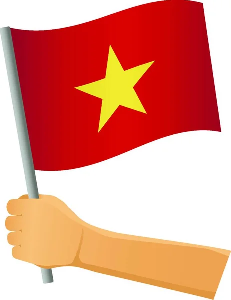 Σημαία Βιετνάμ Στο Χέρι Διανυσματική Απεικόνιση — Διανυσματικό Αρχείο