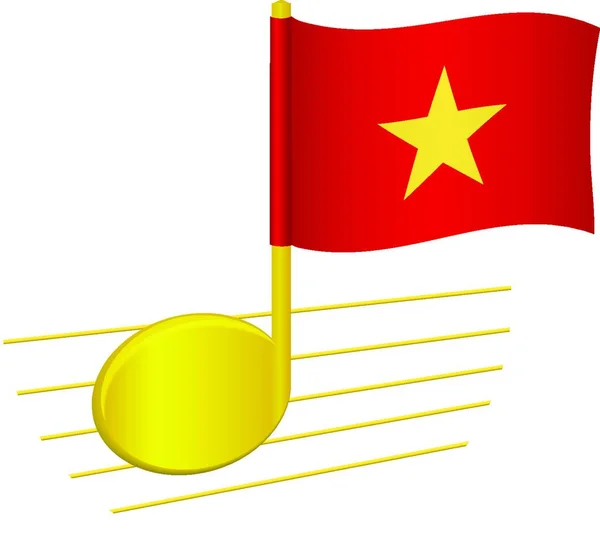 Vietnam Flag Musical Note — Stock Vector