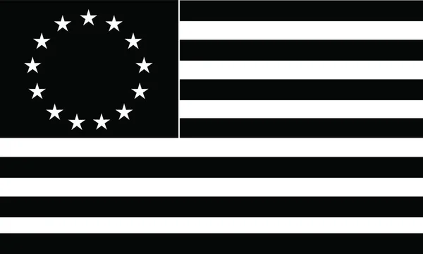 Betsy Ross Flag Early Design United States Flag Black White —  Vetores de Stock