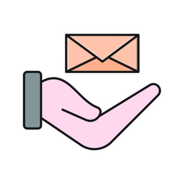 posta ve el simgesi, vektör illüstrasyonu basit tasarım