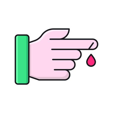 Kan ikonu olan el, vektör çizimi basit tasarım