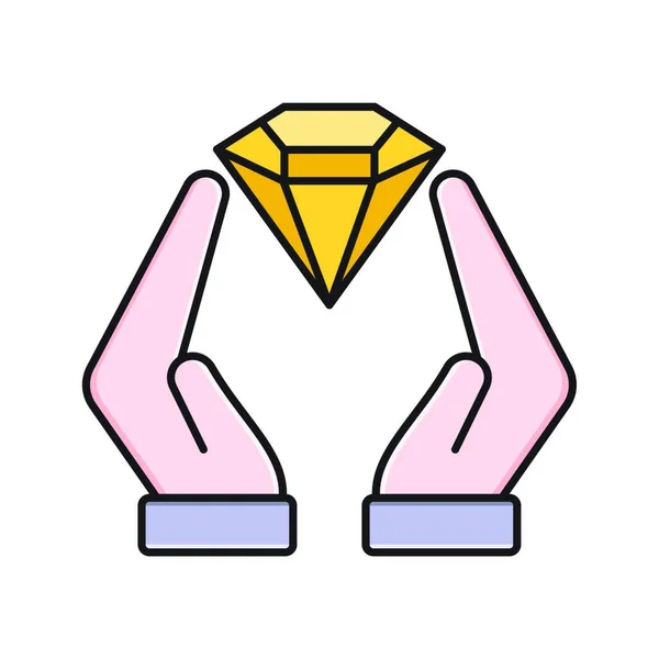 Main Avec Icône Diamant Illustration Vectorielle Design Simple — Image vectorielle