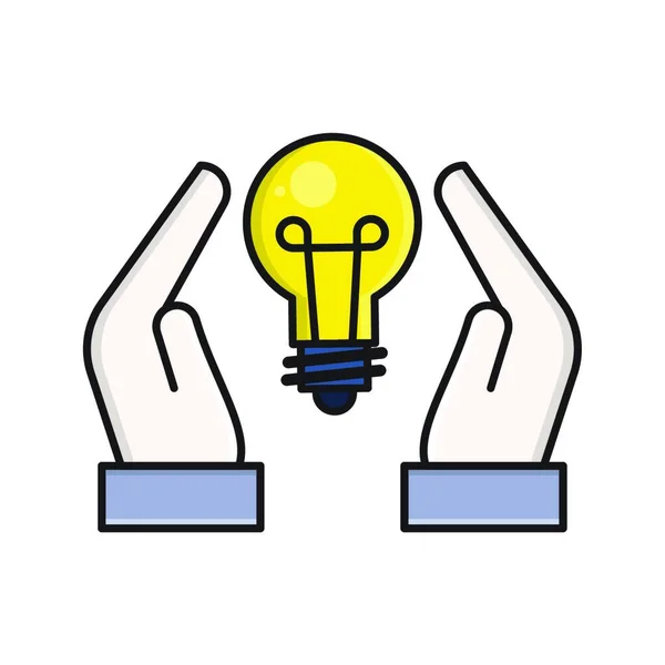 Lightbulb Hands Icon Vector Illustration — Stock Vector