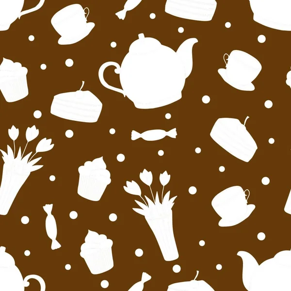 Nahtloses Muster Mit Tee Und Kaffee — Stockvektor