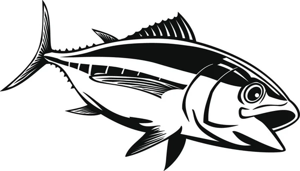 Großaugenthun Thunnus Obesus Schwimmt Retro Schwarz Und Weiß — Stockvektor