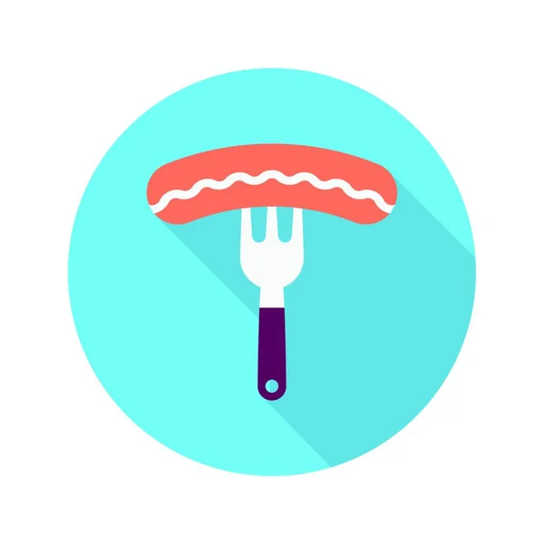 Fourchette Avec Saucisse Icône Nourriture Simple — Image vectorielle