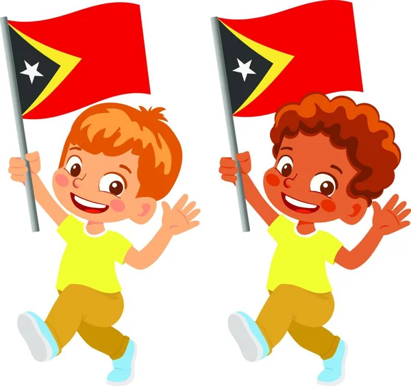 Oost Timor Vlag Hand Set — Stockvector