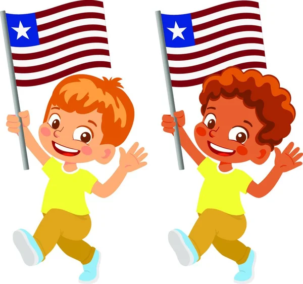 Liberia Flagga Hand Uppsättning — Stock vektor