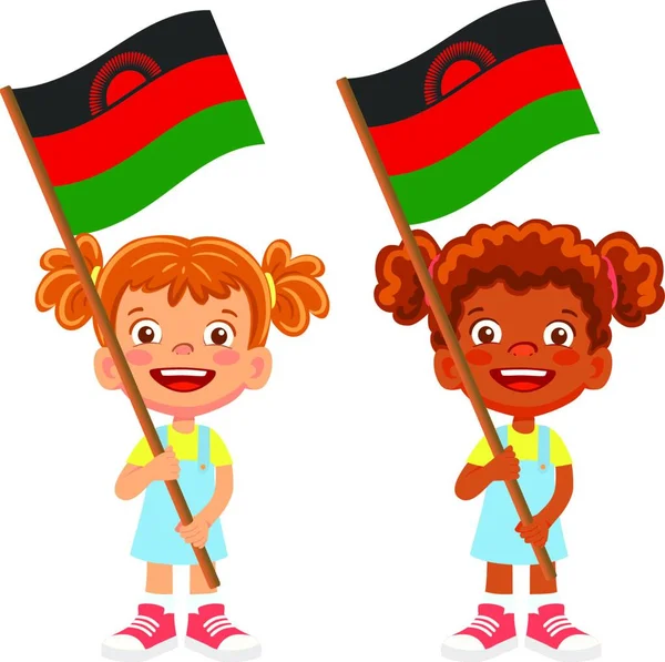 Malawi Flaga Zestawie Ręki — Wektor stockowy