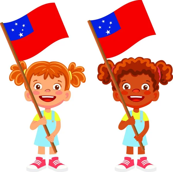 Samoa Flagge Der Hand — Stockvektor