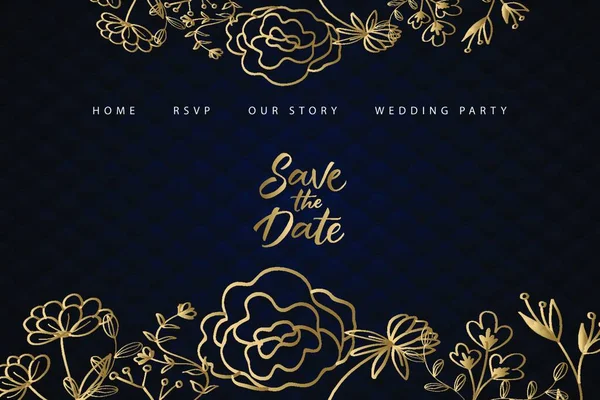 Golden Elegant Wedding Landing Page Template — Archivo Imágenes Vectoriales
