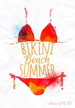 Suluboya bikini, vektör çizimi basit tasarım 