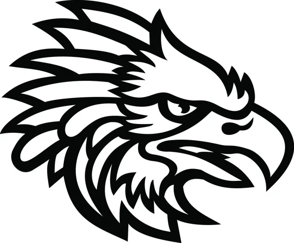 Голова Американської Harpy Eagle Side View Маскот Чорний Білий — стоковий вектор