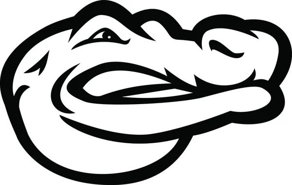 Mascotte Alligator Gator Head Side View Noir Blanc — Image vectorielle