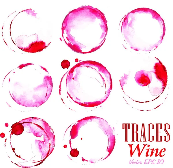 Set Traces Red Wine Marks Vector Illustration Simple Design — Stock Vector