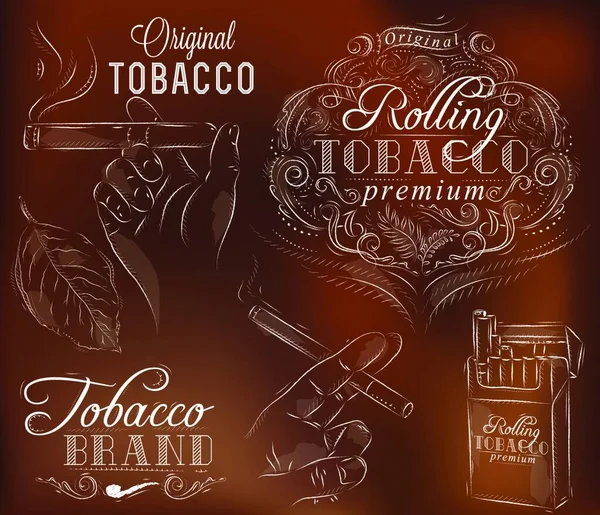 Набор Табака Коричневый Векторная Иллюстрация Простая Конструкция — стоковый вектор