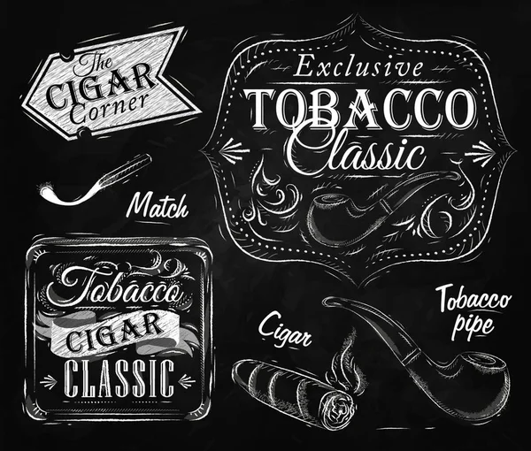 Colección Tiza Tabaco Vector Ilustración Diseño Simple — Vector de stock