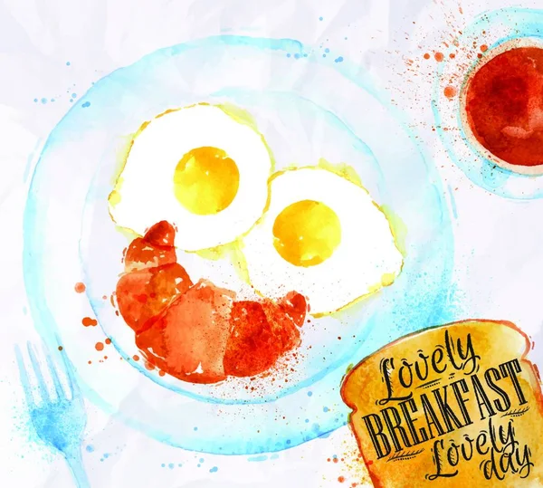 Pequeno Almoço Sorrir Ovos Ilustração Vetorial Design Simples —  Vetores de Stock