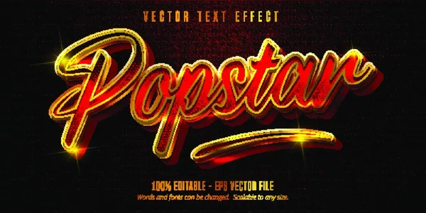 stock vector Popstar text, shiny golden style editable text effect