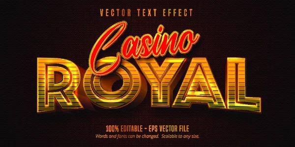 Casino Royall Texto Brillante Dorado Rojo Estilo Color Texto Editable — Vector de stock