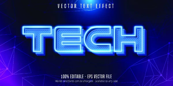 Tech Text Neon Stil Editierbare Texteffekte Vektorillustration Einfaches Design — Stockvektor