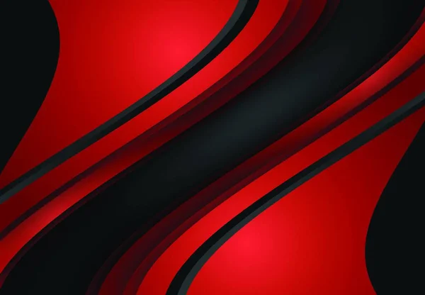 红色和黑色的抽象曲线和波浪形背景 — 图库矢量图片