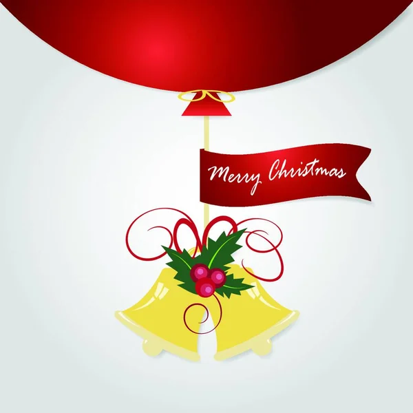 Joyeux Noël Saison Avec Ballon Rouge Pendaison Cloche Décoration — Image vectorielle