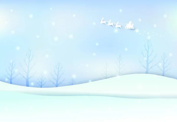 Χειμερινές Διακοπές Santa Χιόνι Στο Μπλε Φόντο Του Ουρανού — Διανυσματικό Αρχείο