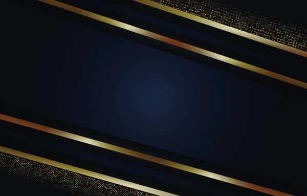 Чорний Абстрактний Шар Геометрично Перекриває Ілюстрацію Фоном Золотими Лініями — стоковий вектор