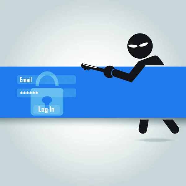 Hacker Έννοια Ασφάλειας Στο Διαδίκτυο Διανυσματική Απεικόνιση Απλό Σχεδιασμό — Διανυσματικό Αρχείο