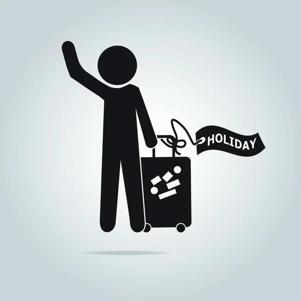 Man Luggage Holiday Tag Symbol Illustration — Stock Vector