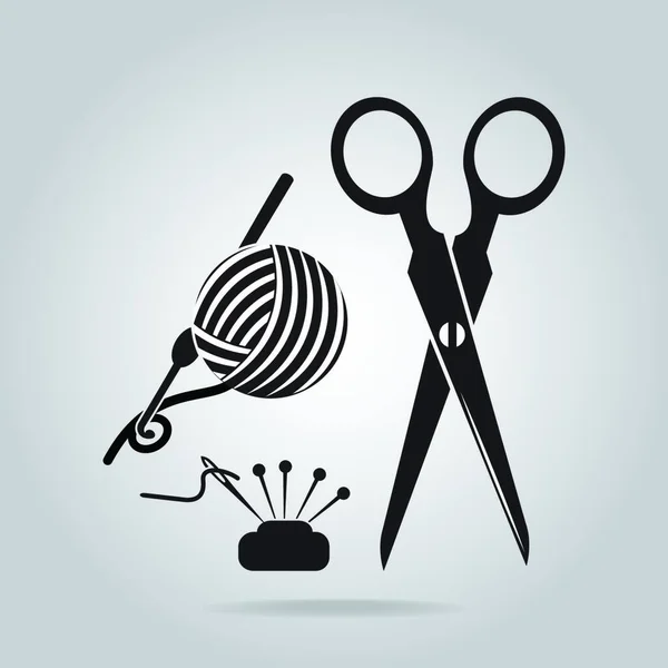 Sewing Icon Scissors Yarn Needle Icon Vector Illustration Simple Design — Stock Vector