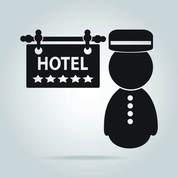 Bellboy Και Ξενοδοχείο Σημάδι Και Πέντε Αστέρια Εικονίδιο Διανυσματική Απεικόνιση — Διανυσματικό Αρχείο