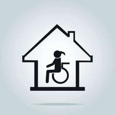 Engelli bakımı, Bakımevi işaret simgesi, vektör illüstrasyonu basit tasarım