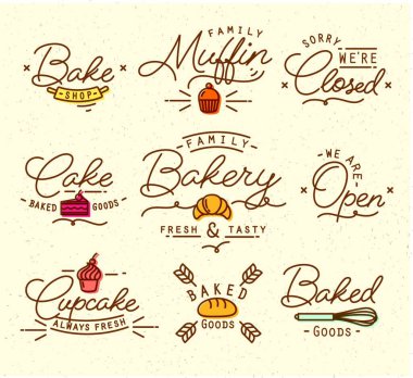 Fırın sembolleri illüstrasyon, ağ şablonu  