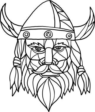 Norseman Siyah ve Beyaz Mozaik, vektör çizimi basit tasarım
