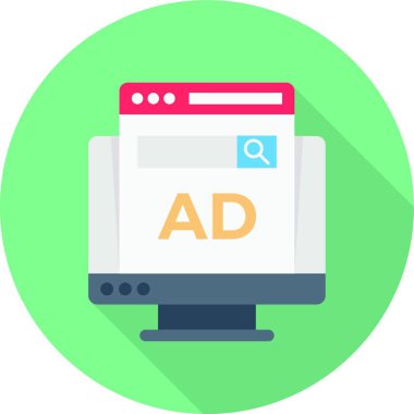 çevrimiçi reklam, vektör illüstrasyonu basit tasarım