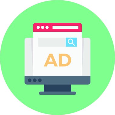 çevrimiçi reklam simgesi, vektör illüstrasyonu basit tasarım