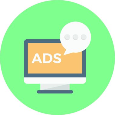 çevrimiçi reklam simgesi, vektör illüstrasyonu basit tasarım