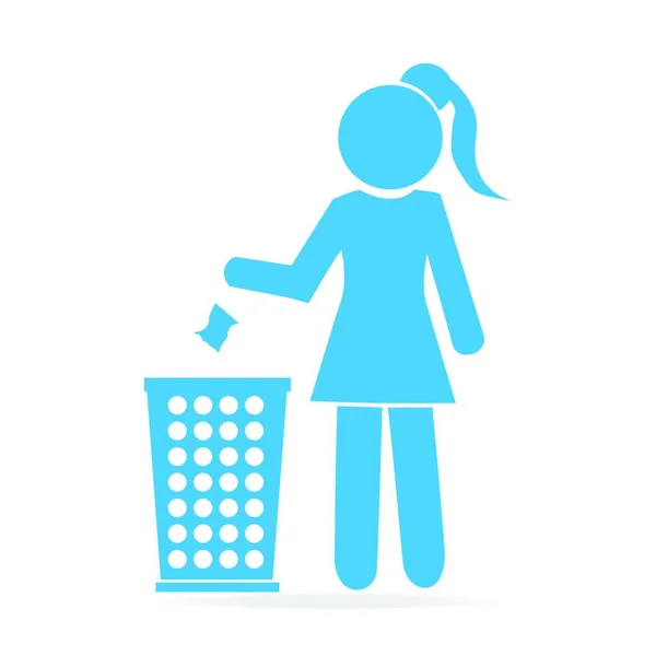 Trash Bin Woman Icon — Image vectorielle